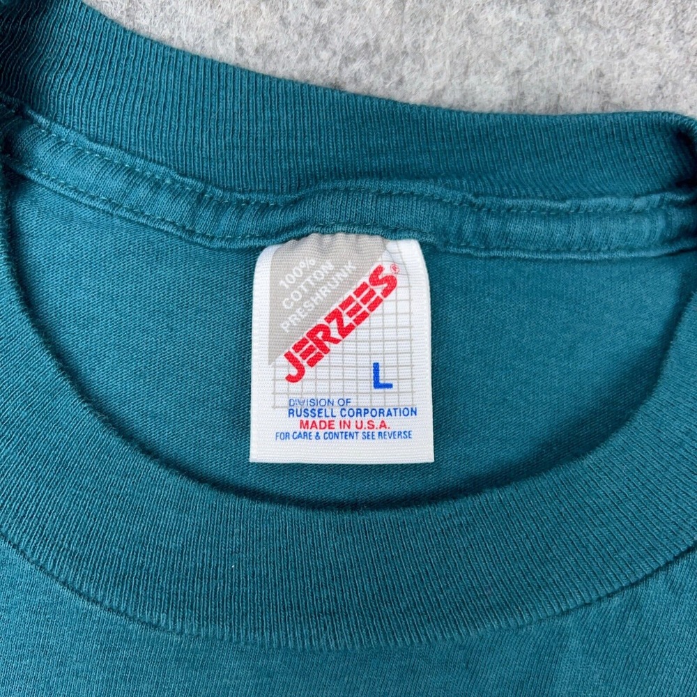 VTG Hawaii Shirt Mens Large Green Maui Aloha Kauai Island Puff Print Tee USA 90s - Picture 5 of 12